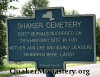 Shaker Cemetery where Mother Ann Lee is buried.